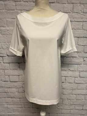 Chico's White Boatneck No Iron Short Sleeve Top Size Small